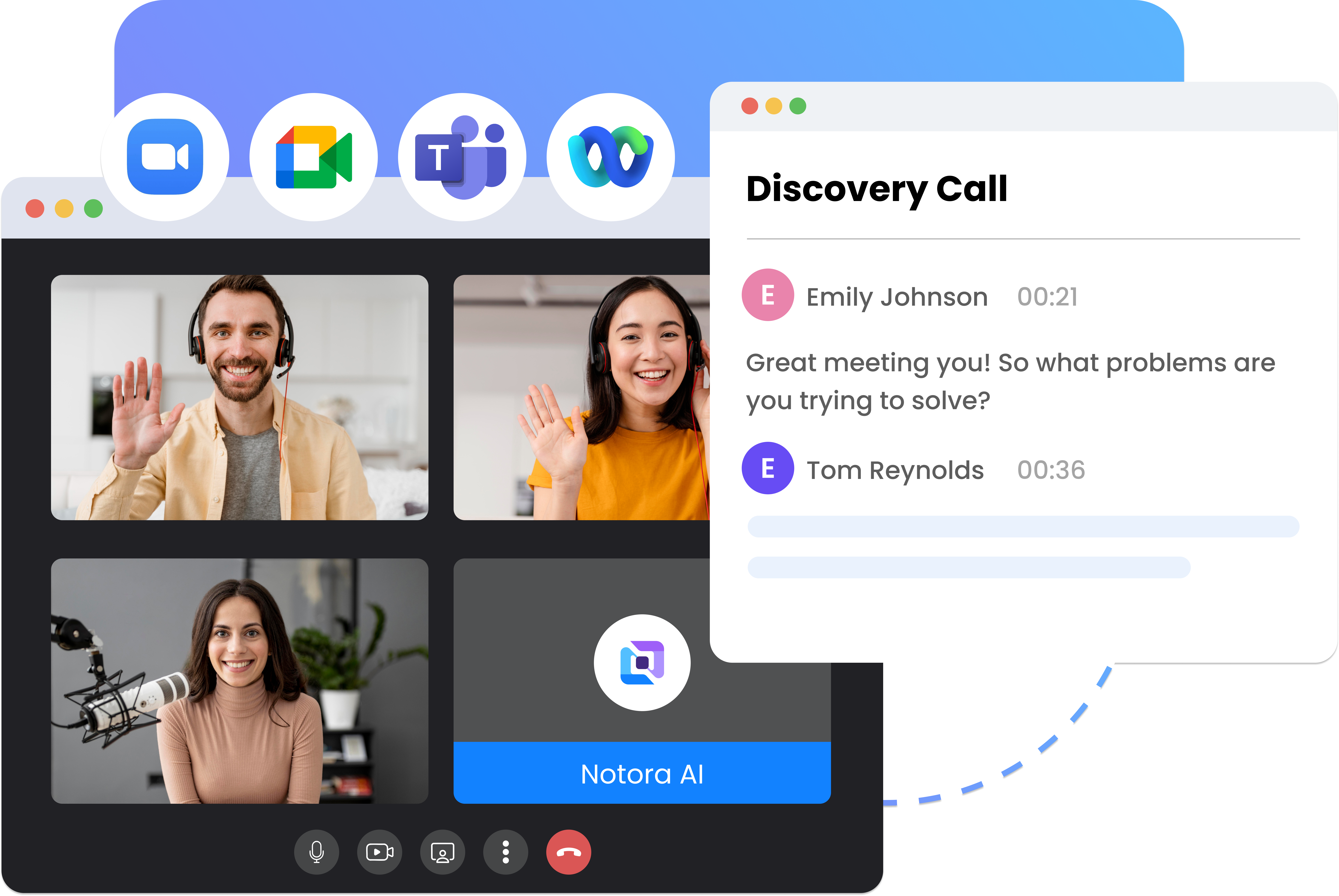 Notora meeting interface